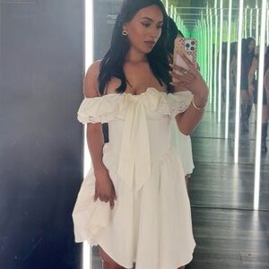 House of CB White Ruffled Tie Front Sundress